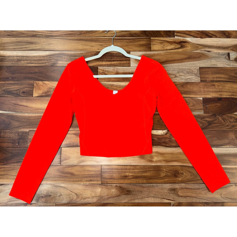 Lululemon Align Long Sleeve Shirt Solar Orange V-Neck Crop Top Size 6 NWT